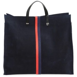 Clare V Simple Perforated Navy Suede Tote
